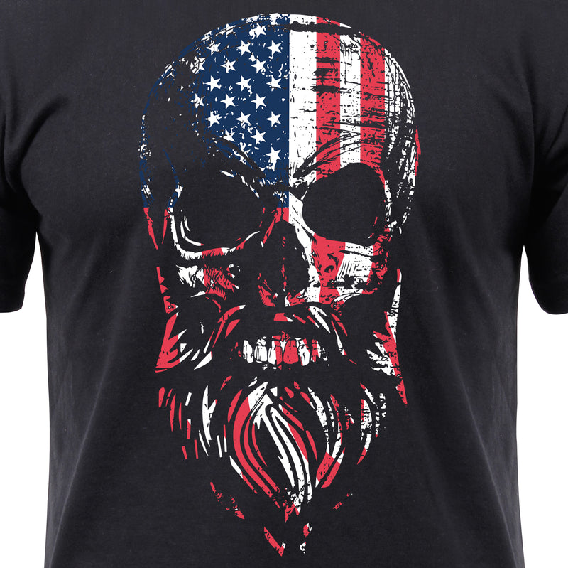 Rothco US Flag Bearded Skull T-Shirt - Black