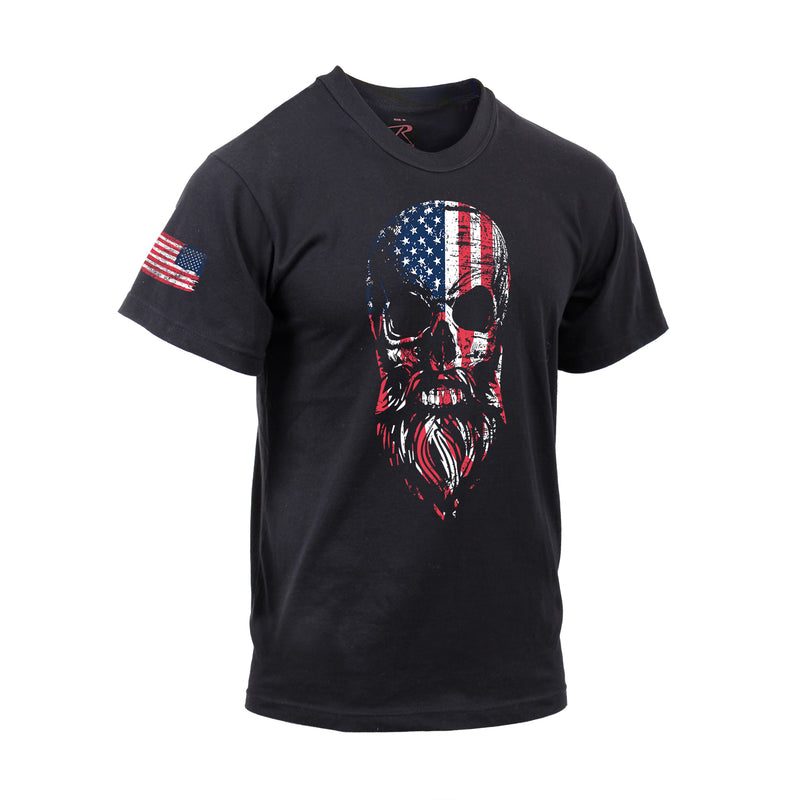 Rothco US Flag Bearded Skull T-Shirt - Black