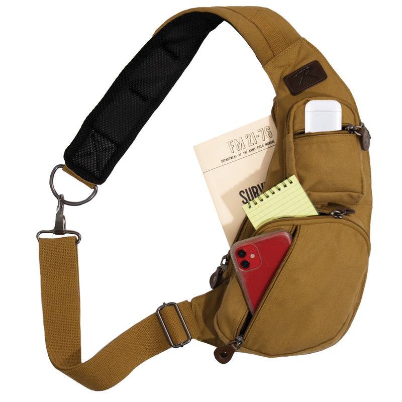 Rothco Crossbody Canvas Sling Bag - Vintage Olive Drab