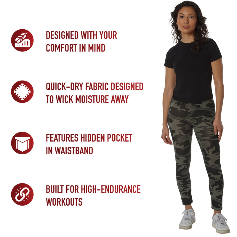 Rothco Womens Workout Performance Camo Leggings With Pockets