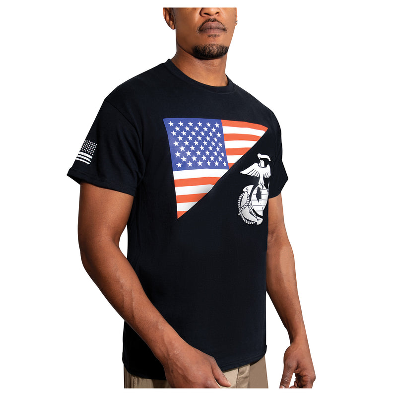 Rothco US Flag / USMC Eagle, Globe, & Anchor T Shirt - Coyote Brown
