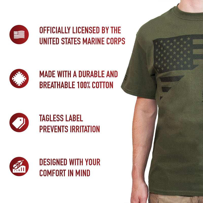 Rothco US Flag / USMC Eagle, Globe, & Anchor T Shirt - Coyote Brown