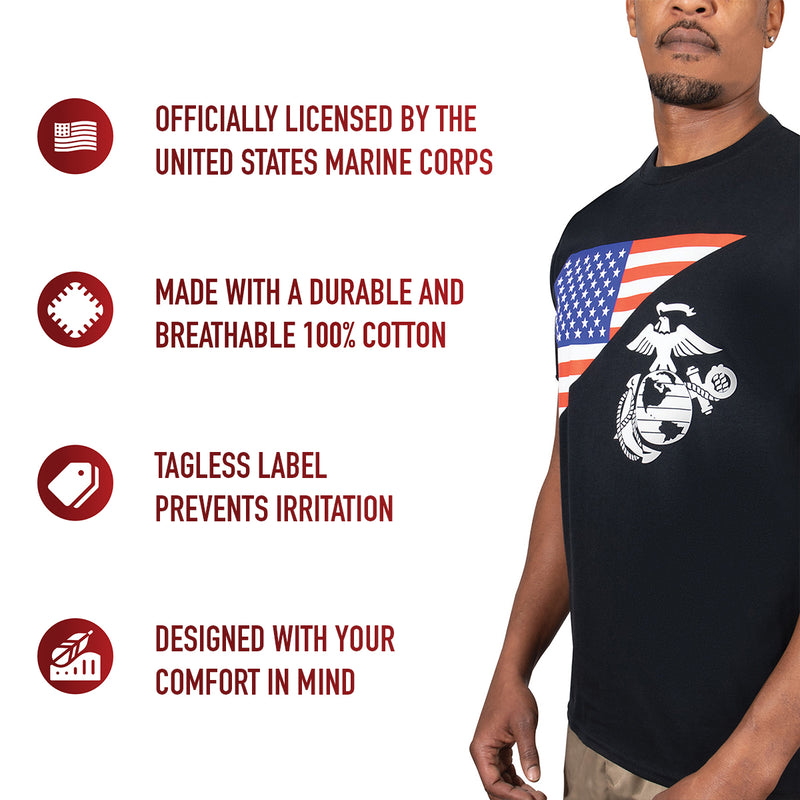 Rothco US Flag / USMC Eagle, Globe, & Anchor T Shirt - Coyote Brown