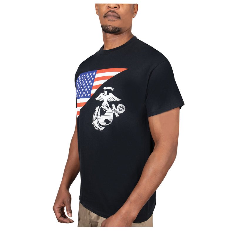Rothco US Flag / USMC Eagle, Globe, & Anchor T Shirt - Coyote Brown