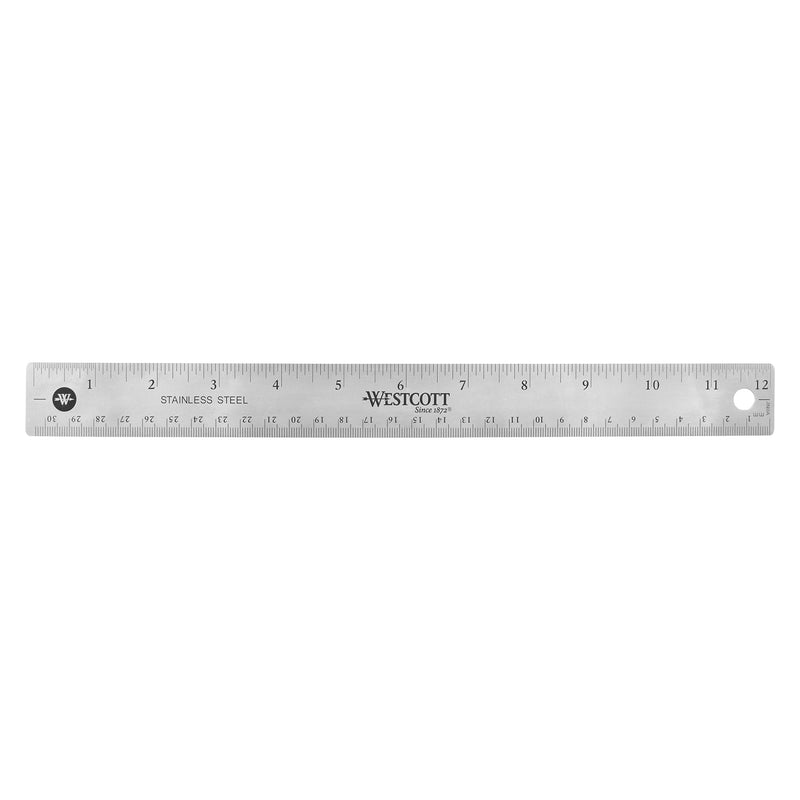 12" Stainless Steel Office Ruler With Non Slip Cork Base