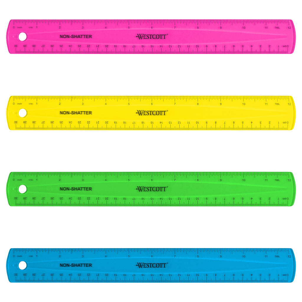 12" Shatterproof Ruler with Anti-Microbial, Assorted Translucent Colors