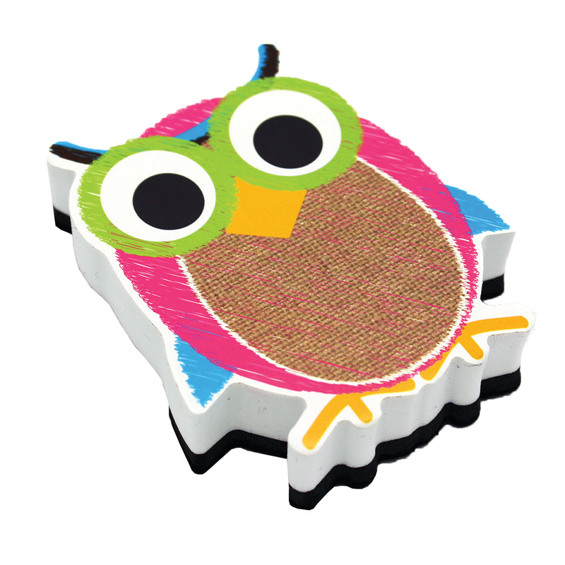 Burlap Scribble Owl Magnetic Whiteboard Eraser