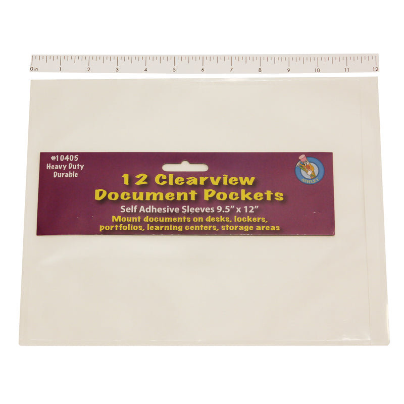 Clear View Self-adhesive 12-pk Document Pocket 9.5x12