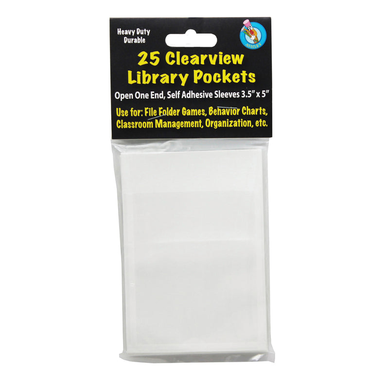 Clear View Self Adhesive Pockets Library Pocket 3 1-2 X 5
