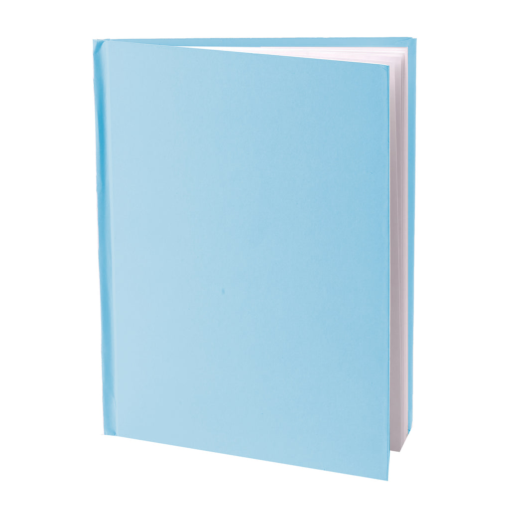 Blue Hardcover Blank Book, White Pages, 11"H x 8-1-2"W Portrait, 14 Sheets-28 Pages