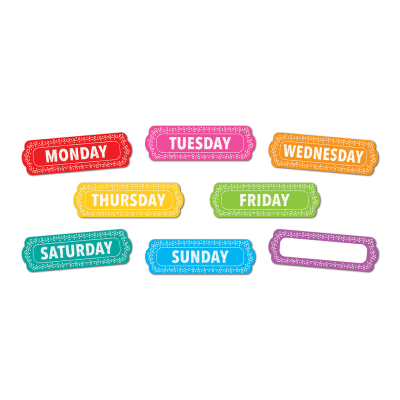 Magnetic Die-Cut Timesavers & Labels, Days of the Week, Chalk Loops, 8 Pieces