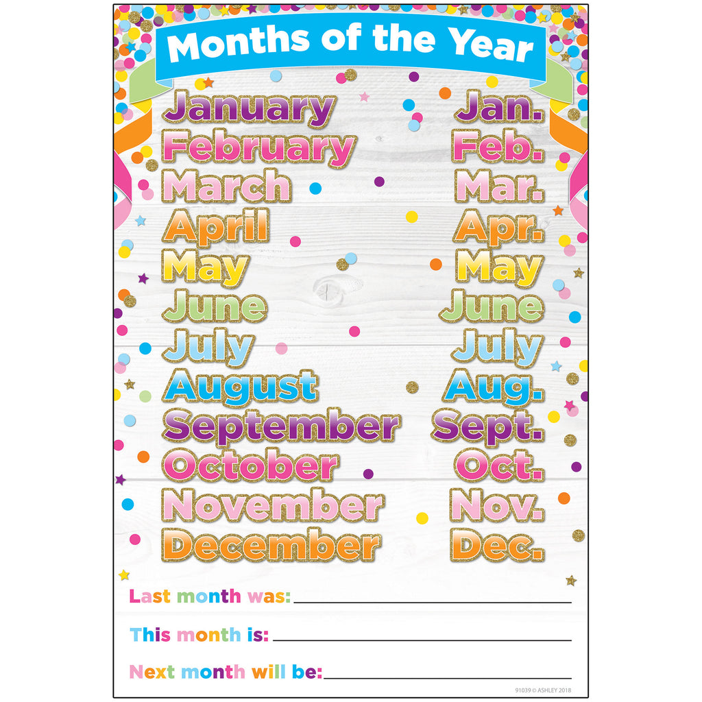 Smart Confetti Months The Year Chrt Dry-erase Surface