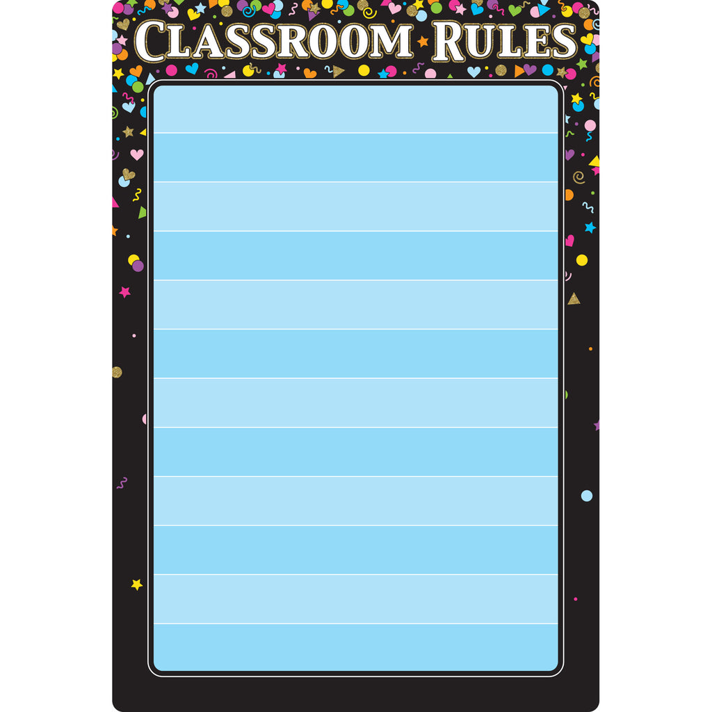 Blck Confetti Classroom Rules 13x19 Smart Poly