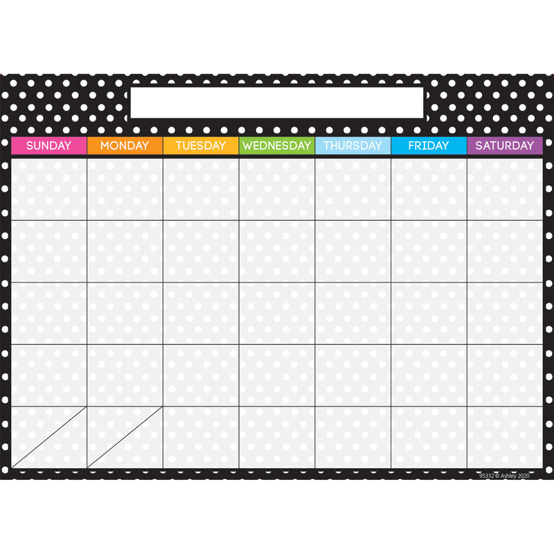 Smart Poly® PosterMat Pals™ Space Savers, 13" x 9-1-2", BW Dots Calendar