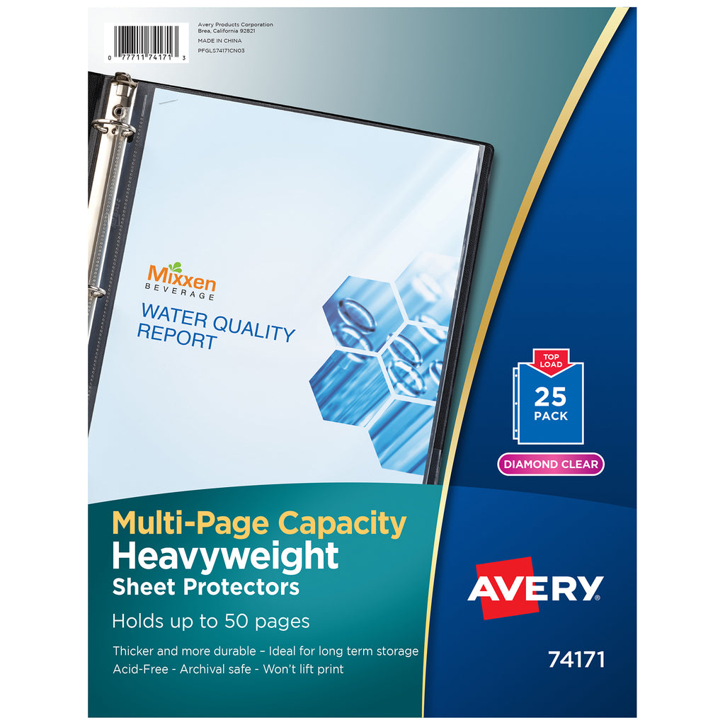Clear Heavyweight Multi-Page Capacity Sheet Protectors, Holds 8-1-2" x 11" Sheets, Top Load, Pack of 25