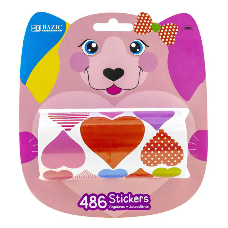 Heart Stickers, 486 Per Roll
