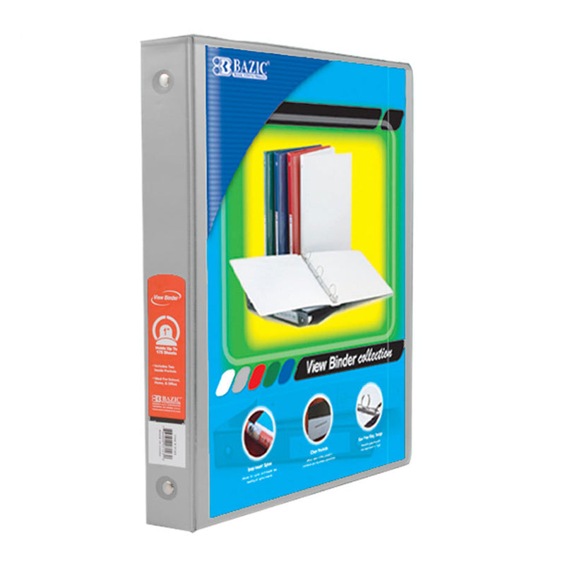 3 Ring Binder W- 2 Pockets 1in Gray