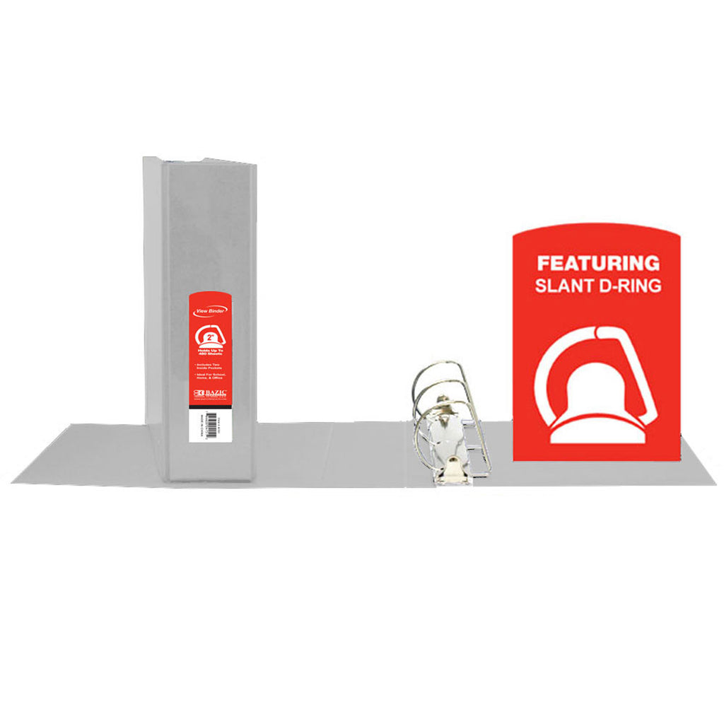D Ring Binder W- Pockts 2in Gry