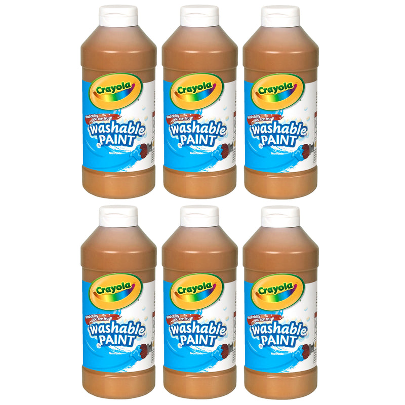 (6 Ea) Crayola Washable Paint 16 Oz Brown