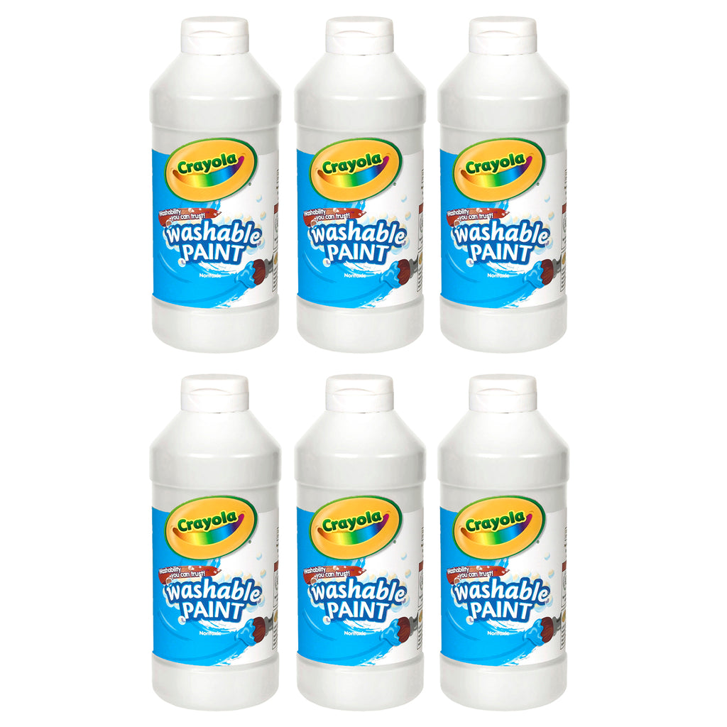 (6 Ea) Crayola Washable Paint 16 Oz White