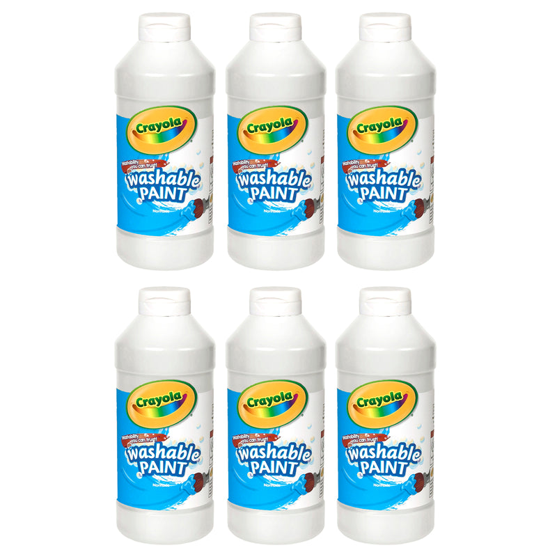 (6 Ea) Crayola Washable Paint 16 Oz White