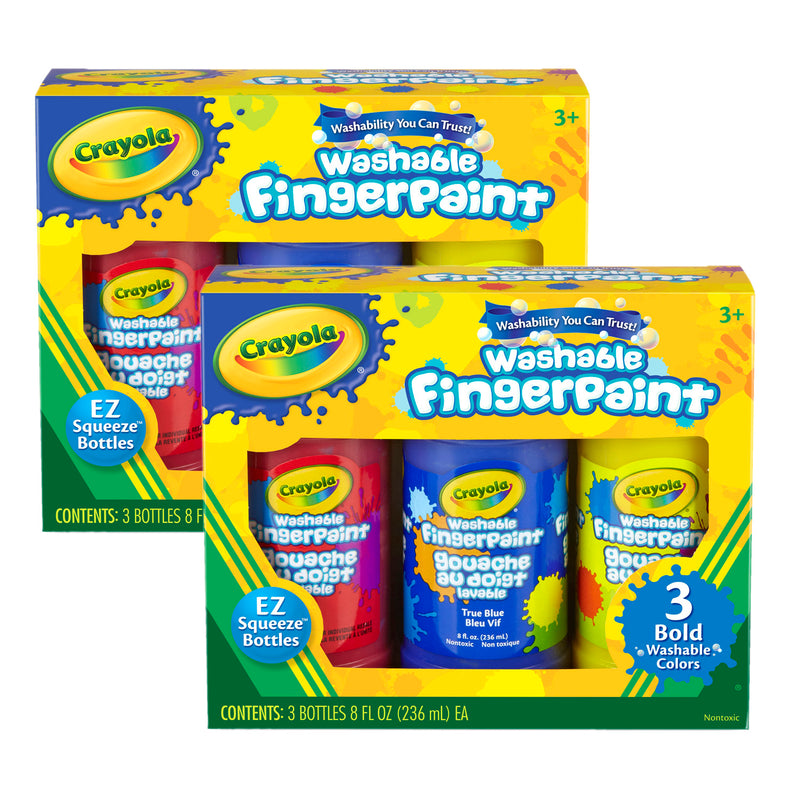 (2 Pk) 3 Ct Washable Fingerpaint Bold Colors