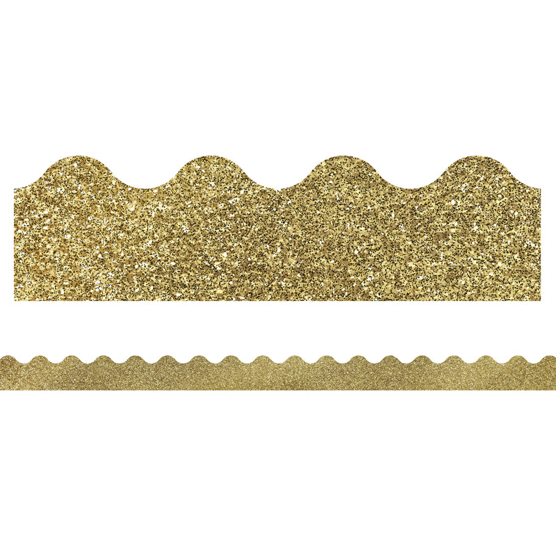 (6 Pk) Gold Glitter Scalloped Borders Sparkle And Shine
