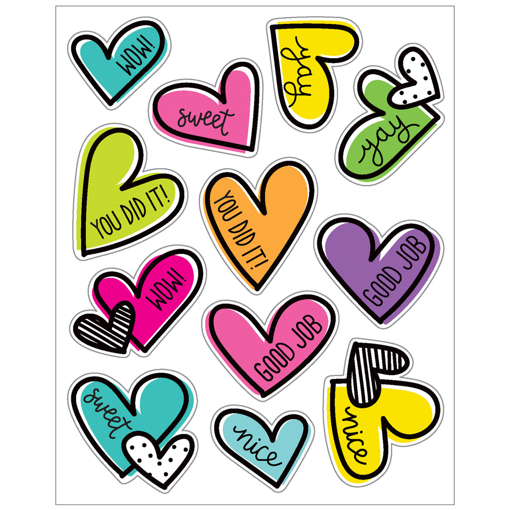 Doodle Hearts Shape Stickers Kind Vibes