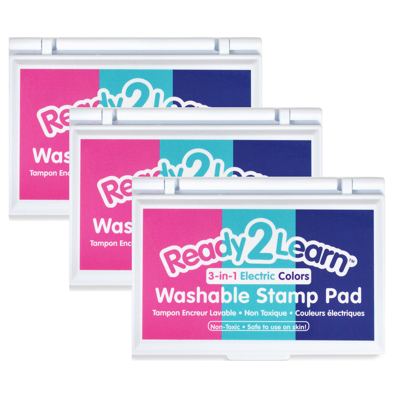 Washable Stamp Pad 3-in-1 - Electric - Pink, Purple & Turquoise - Pack of 3