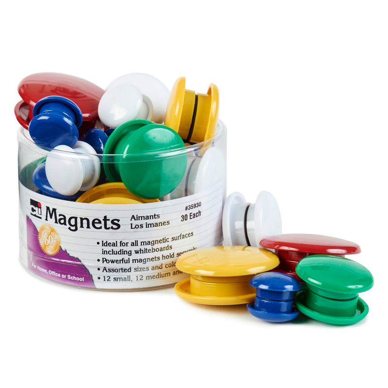 Magnets Round 30-tub Assorted Sizes And Colors