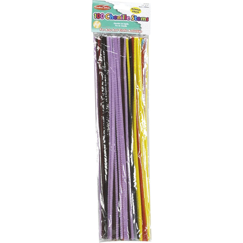 Chenille Stems Assrtd Colors 100-pk