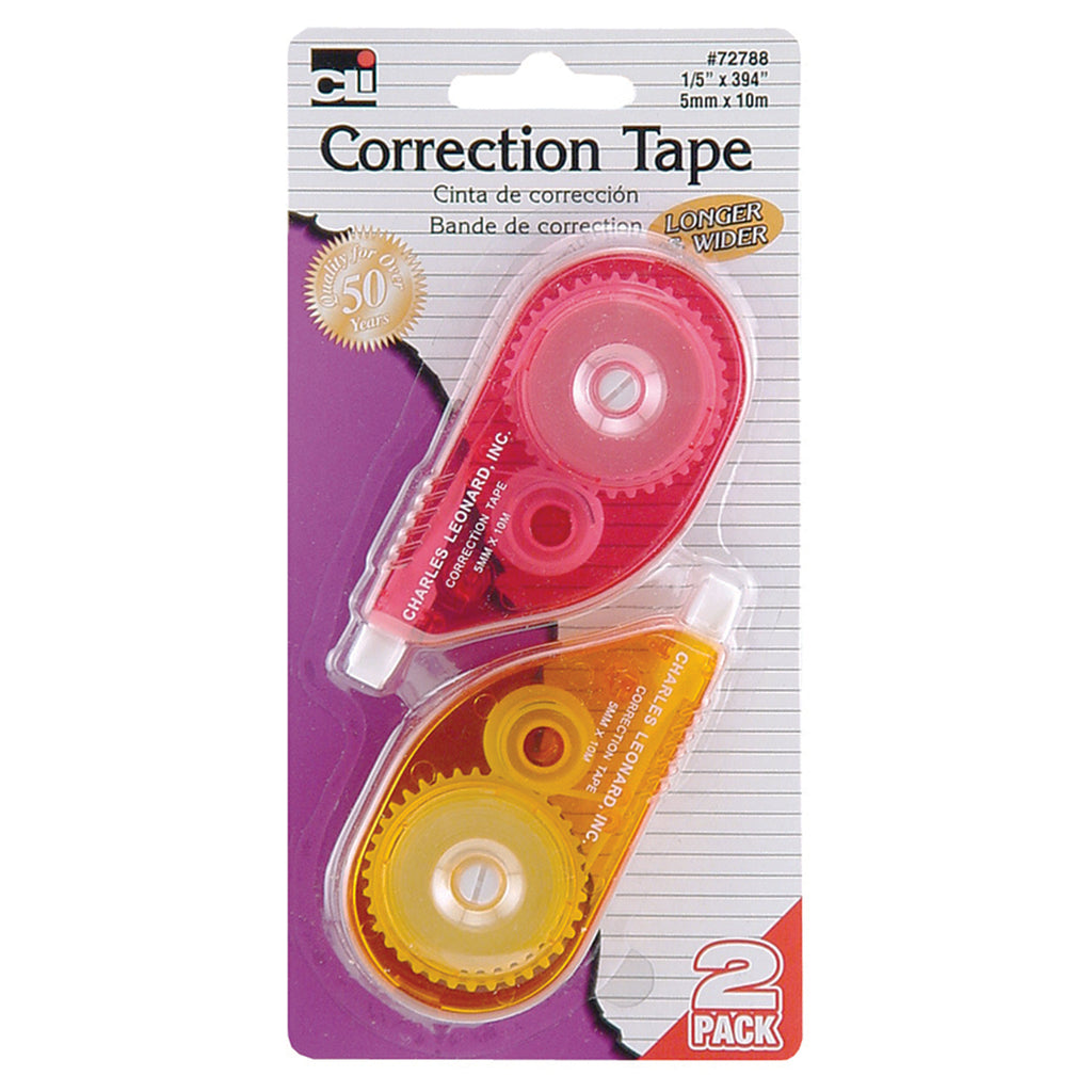Correction Tape Asrtd Colors 2pk
