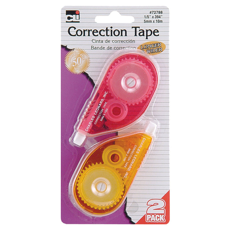 Correction Tape Asrtd Colors 2pk