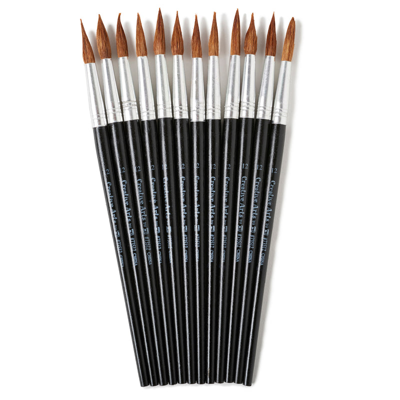 Brushes Water Color Pointed #12 1-1-16 Camel Hair 12 Ct
