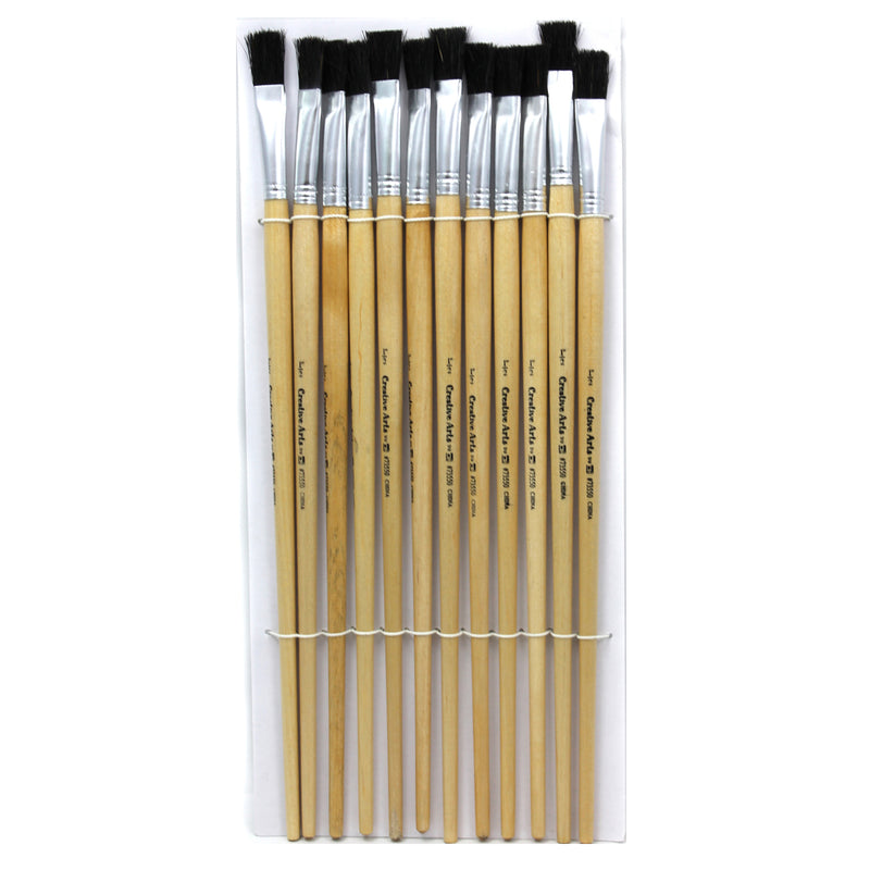 Brushes Easel Flat 1-2in Bristle 12ct