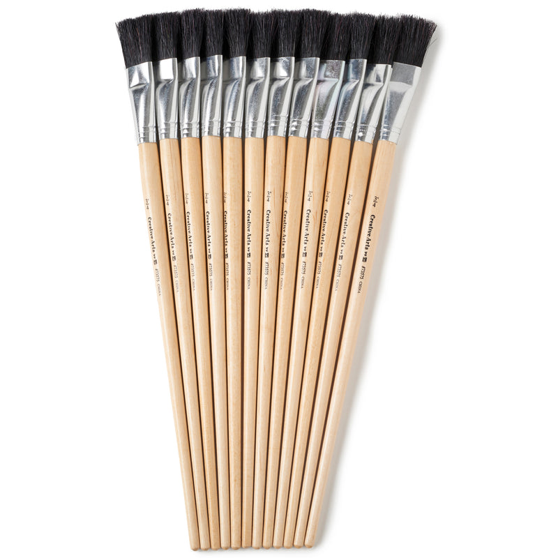 Brushes Easel Flat 3-4in Bristle 12ct