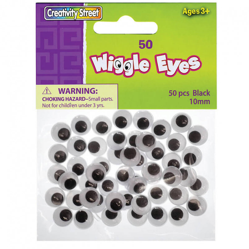 Wiggle Eyes 10mm Black 50-pk