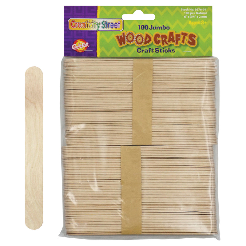 Jumbo Craft Sticks 6 X 3-4 100-pk Natural