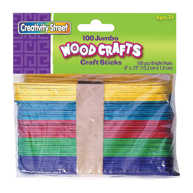 Jumbo Craft Sticks 6 X 3-4 100-pk Bright Hues