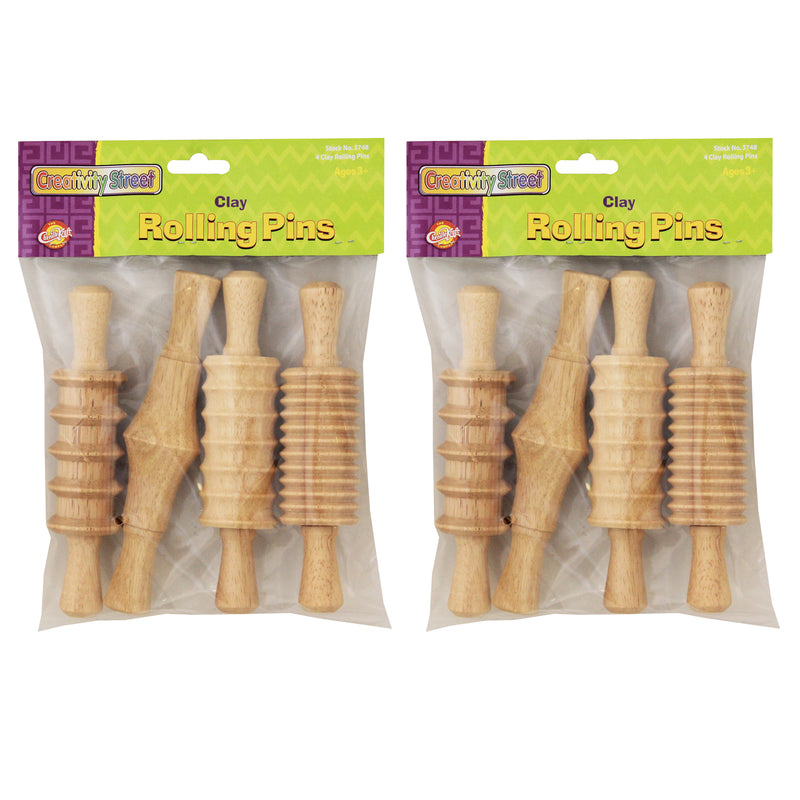 (2 St) Clay Rolling Pins 4 Per Set