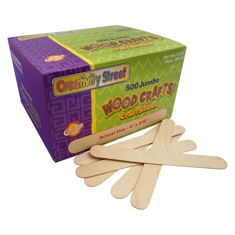 (2 Pk) Jumbo Craft Sticks 500 Per Pk Natural