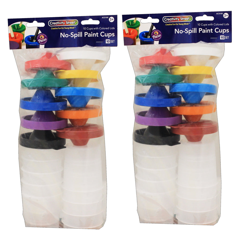 (2 Pk) No Spill Paint Cups 10 Per Pk Dual Lid Storage Cups