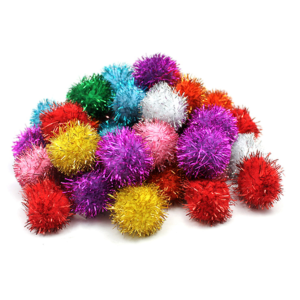 Glitter 1in Pom Pons 40 Pcs