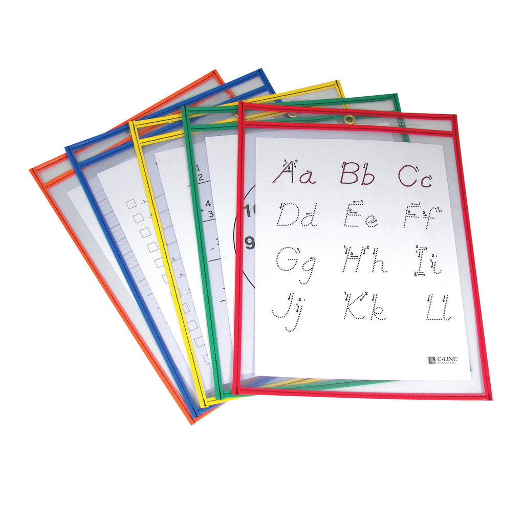 Reusable Dry Erase Pockets 5-box Assorted Primary 9 X 12