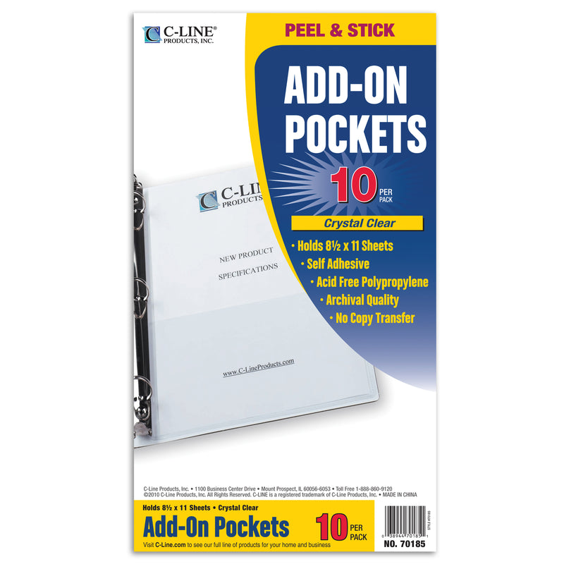 Add-On Filing Pocket, 8-3-4" x 5-1-8", Pack of 10