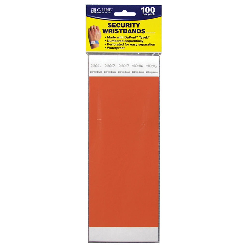 Security Wristbands Orange 100-pk