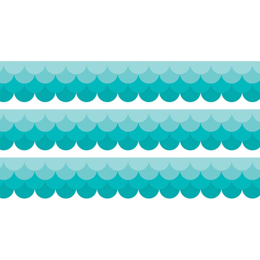 (3 Pk) Ombre Turq Scallops Border