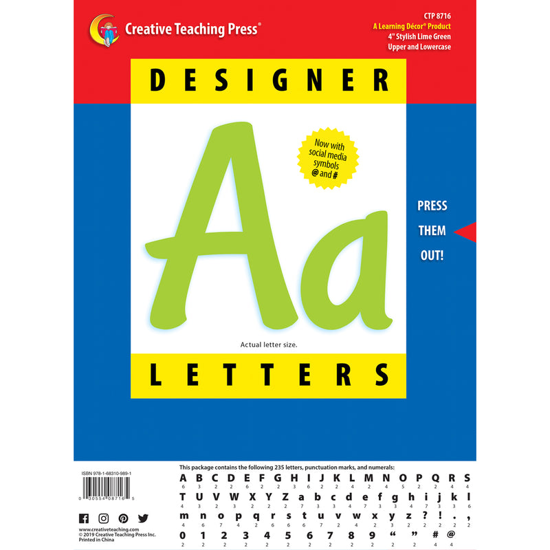 Lime Green Punch-out Letters 4 In Stylish