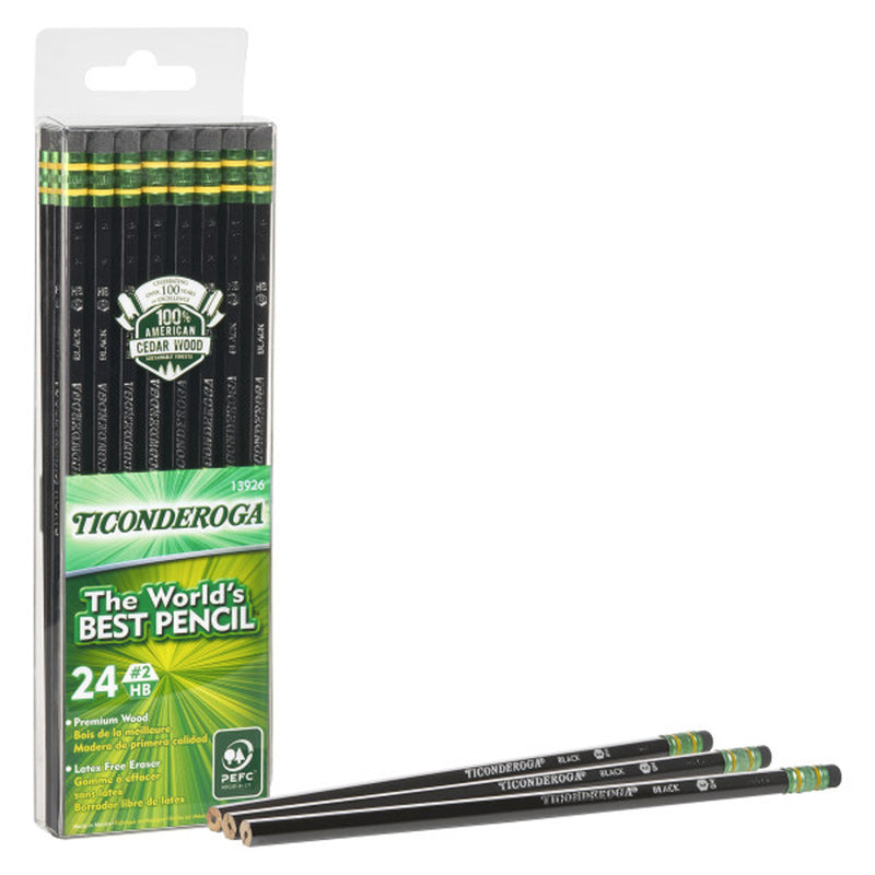 Pencils No 2 Soft Black Pack Of 24 Ticonderoga Unsharpened