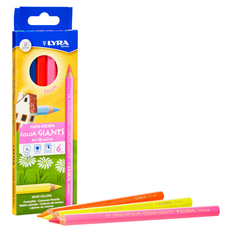 Giant Colored Pencils Neon 6pk Lyra Color